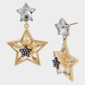NWT Betsey Johnson "Celestial Punk Star" Drop Earrings Crystal | #374146